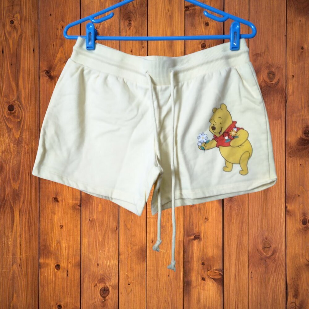 Disney Juniors Large 11/13 Winnie the Pooh Yellow Fleece Shorts Pull On Comfort